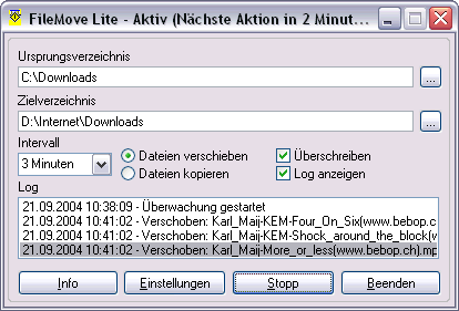 Screenshot vom Programm: FileMove Lite
